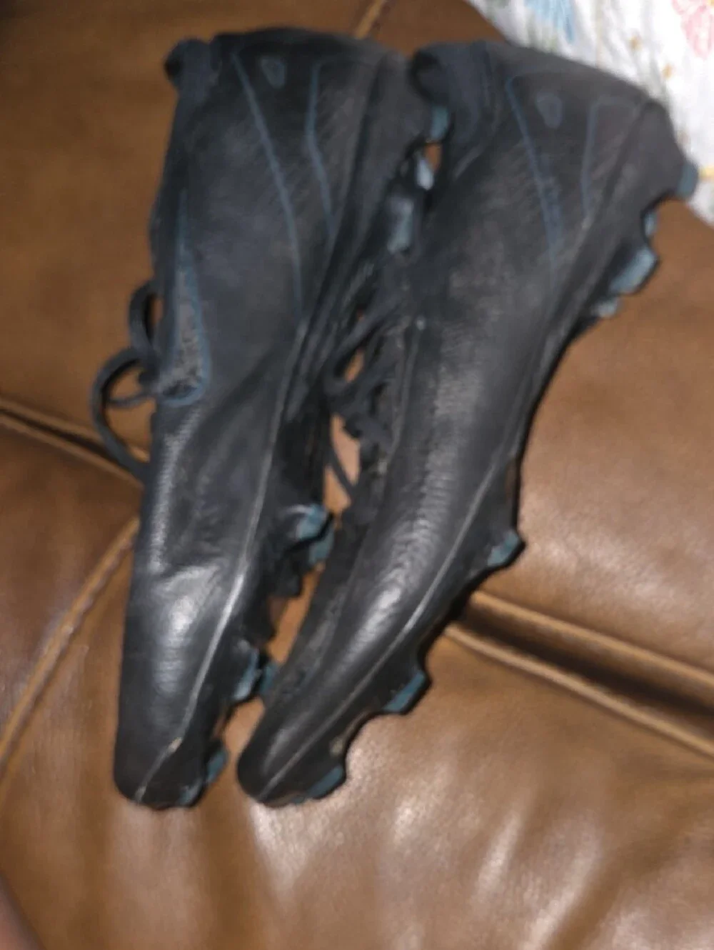 Cleats Nike Women's Black Athletic Soccer Shoes with Subtle Blue Accents